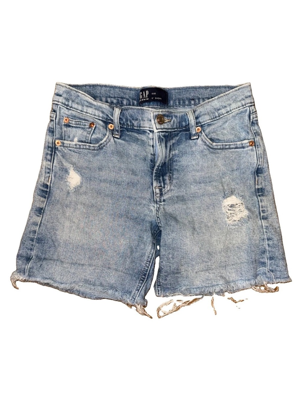 GAP Denim Women’s Distressed Raw Hem 5” Jean Shorts Light Wash Size 0/25